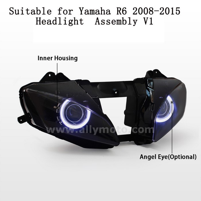 008 Headlight Yamaha Yzf R6 2008-2016 Frontlamp Kit Hid Led Angel Halos Eye-4